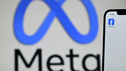 Logo Meta le 20 février 2025 à Guildford, près de Londres.