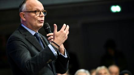 Le président d'Horizons et candidat à sa réélection au Havre Edouard Philippe, au Havre en Seine-Maritime, le 11 février 2026