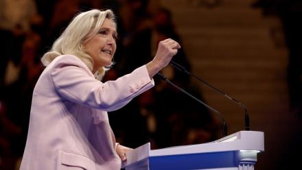 Marine Le Pen, candidate du RN à la présidentielle, le 25 octobre 2026 à Orléans