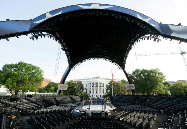 La structure construite pour accueillir les combats de MMA à la Maison Blanche, à Washington, le 11 juin 2026