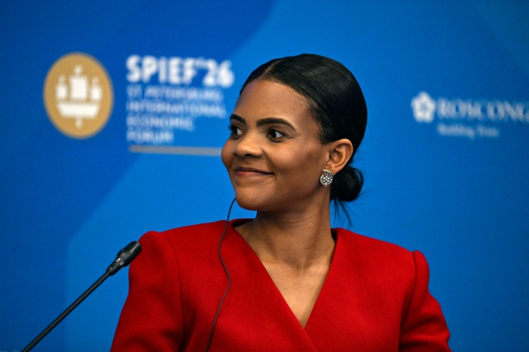 L'influenceuse américaine conservatrice et figure du complotisme Candace Owens au Forum économique international (SPIEF) le 4 juin 2026 