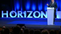 Édouard Philippe devant les cadres d'Horizons réunis au centre des Congrès de Reims, le 10 mai 2026
