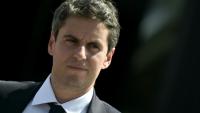 Le candidat à la présidentielle et patron de Renaissance Gabriel Attal visite le salon Eurosatory, le 16 juin 2026 à Villepinte, près de Paris