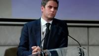 Gabriel Attal, candidat de Renaissance à la présidentielle, le 14 octobre 2026 à Paris