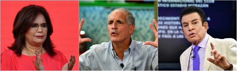 Combinaison de photos des candidats à la présidence du Honduras à Tegucigalpa: de gauche à droite Rixi Moncada, le 9 novembre 2025, Nasry Asfura le 26 novembre 2021 et Salvador Nasralla le 9 novembre 2025