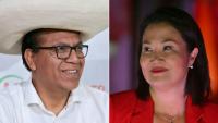 Montage d'images réalisé le 5 juin 2026 montrant la candidate de droite Keiko Fujimori et le candidat de gauche Roberto Sanchez, qui s'affronteront au second tour de l'élection présidentielle au Pérou