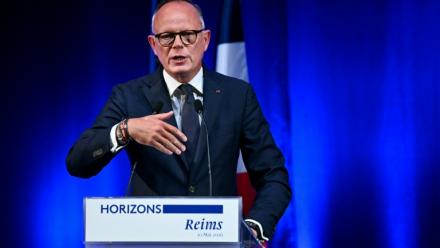Le candidat du parti Horizons à la présidentielle Édouard Philippe à Reims le 10 mai 2026