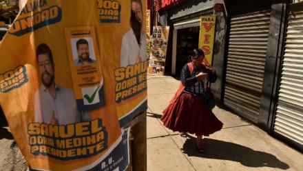 Affiches de campagne à La Paz, le 16 août 2025.