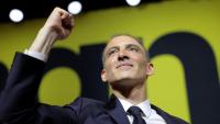 Raphaël Glucksmann, leader du parti Place Publique, lors d'un meeting à Aubervilliers, le 13 juin 2026 en Seine-Saint-Denis
