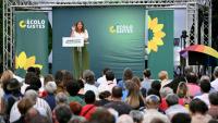 La secrétaire nationale des Ecologistes Marine Tondelier lors des universités d'été du parti à Strasbourg le 21 août 2025