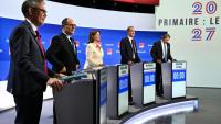 Les candidats à la primaire de la gauche, le 1er octobre 2026 lors d'un débat sur France 2/France Inter à la Maison de la radio à Paris