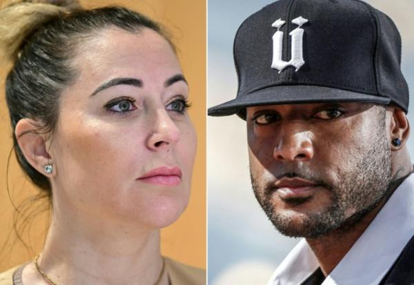 A gauche, l'agente Magali Berdah à Paris, le 10 mai 2023. A droite, le rappeur Booba à Cannes, le 14 mai 2011