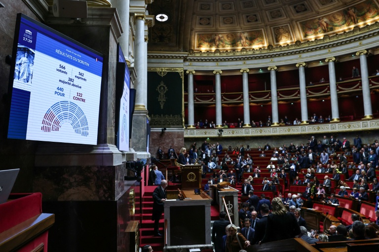 Les résultats du vote sur la loi de programmation militaire à l'Assemblée nationale le 19 mai 2026, à Paris