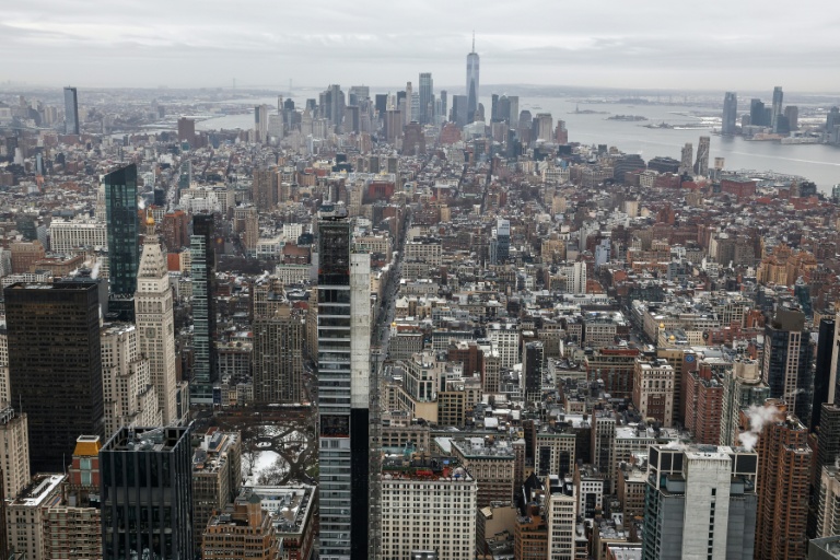 Le sud de l'île de Manhattan, photographié depuis le sommet de l'Empire State Building, le 3 mars 2026