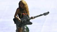 La popstar colombienne Shakira lors d'une répétition sur la plage de Copacabana, à Rio, le 1er mai 2026
