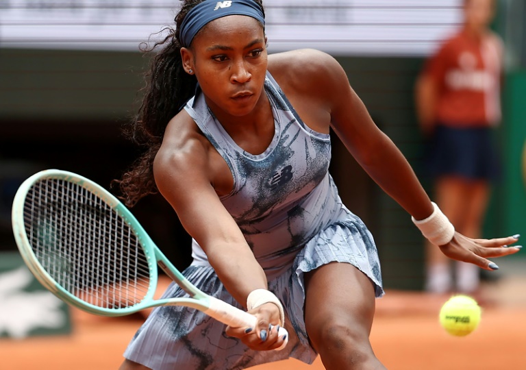 La N.2 mondiale Coco Gauff au 1er tour de Roland-Garros contre l'Australienne Olivia Gadecki le 27 mai 2025 à Paris