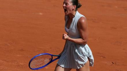 L'Ukrainienne Marta Kostyuk victorieuse de l'Espagnole d'origine russe Oksana Selekhmeteva pour son entrée à Roland-Garros, le 24 mai 2026 