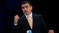 George Simion, candidat nationaliste à la présidentielle roumaine, lors d'un débat à Bucarest, le 8 mai 2025