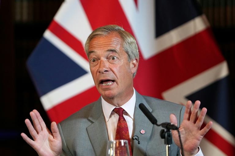 Nigel Farage lors d'une conférence de presse à Londres, le 10 août 2026