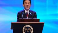 Le président sud-coréen Lee Jae Myung prend la parole lors d'une cérémonie organisée à Séoul le 15 août 2026 pour célébrer le 81e anniversaire de la Journée de la libération de la Corée