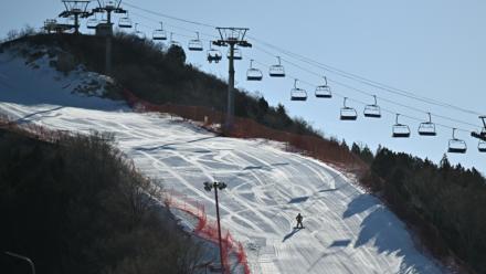 Une des pistes de la station de ski de Lianhuashan, en périphérie de Pékin, l e 16 février 2026 en Chine