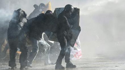Lors de la manifestation "No-G7" à Genève, le 14 juin 2026