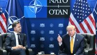 Le président américain Donald Trump lors d'une rencontre avec le secrétaire général de l'Otan, Mark Rutte, en marge du sommet de l'Otan à Ankara, le 8 juillet 2026 en Turquie