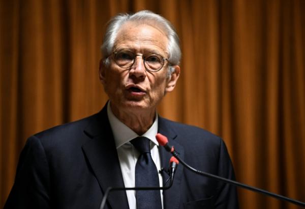 L'ancien Premier ministre Dominique de Villepin lors d'une conférence à La Sorbonne, à Paris, le 27 mars 2026 