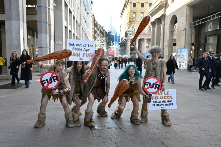 Un groupe d'activistes du mouvement de défense des animaux PETA déguisés en 