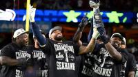 Les Seattle Seahawks célèbrent leur victoire dans le Super Bowl, le 8 février 2026 à Santa Clara, en Californie