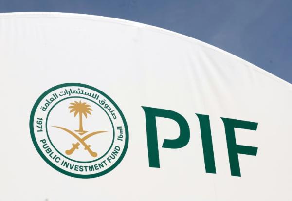 Logo du fonds public saoudien (PIF), au tournoi de tennis d'Indian Wells
