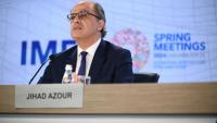 Le directeur régional du FMI, Jihad Azour, lors d'une réunion sur les perspectives économiques pour le Moyen-Orient et l'Asie centrale, le 18 avril 2024 à Washington