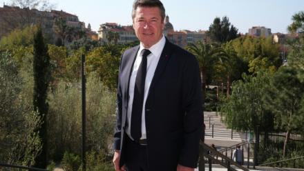 Le maire de Nice et candidat à sa réélection, Christian Estrosi, le 26 février 2026 à Nice, dans les Alpes-Maritimes