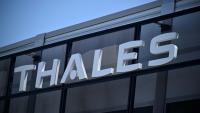 Un loho de Thales lors du salon du Bourget, preès de Paris, le 18 juin 2025