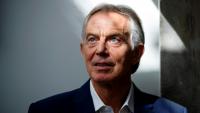Tony Blair lors d'une interview donné à l'AFP à Londres le 17 juillet 2018
