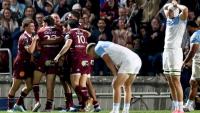 Les joueurs de l'UBB célèbrent leur victoire contre Bayonne en Top 14, le 31 octobre 2026 à Bordeaux