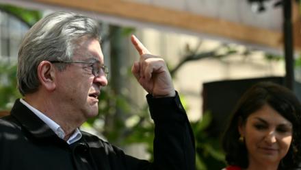 Le leader de La France insoumise Jean-Luc Mélenchon lors d'un rassemblement à l'occasion dela Fête du Travail, le 1er mai 2026 à Paris