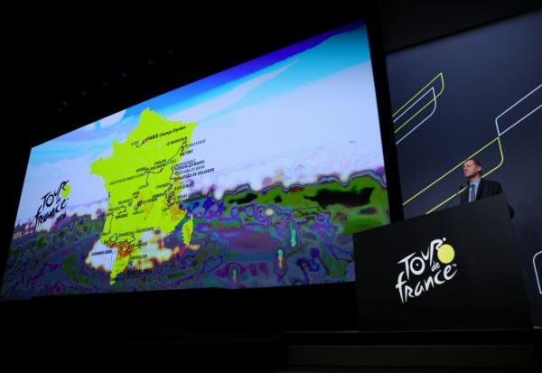 Le directeur du Tour de France Christian Prudhomme présente le parcours de l'édition 2026, le 23 octobre 2025 à Paris