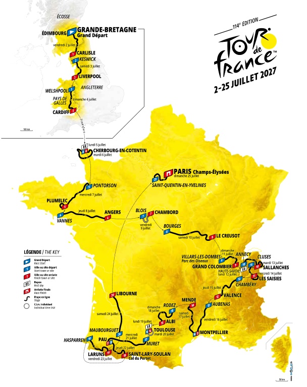 Le parcours du Tour de France 2027, dévoilé le 22 octobre 2026 à Paris