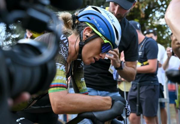 La Française Pauline Ferrand-Prévot à l'issue de la 5e étape du Tour de France, le 5 août 2026 à Belleville-en-Beaujolais