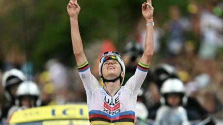 Le Slovène Tadej Pogacar à l'arrivée de la 6e étape du Tour de France, le 9 juillet 2026 à Gavarnie-Gèdre
