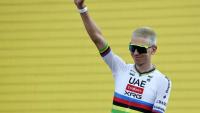 Le Slovène Tadej Pogacar, quadruple vainqueur du Tour de France, lors de la présentation des coureurs, le 2 juillet 2026 à Barcelone
