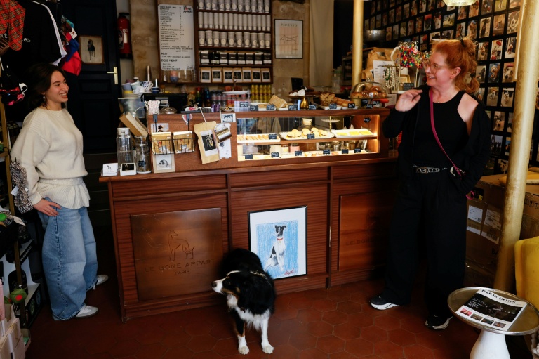 Rebecca Anhalt (d), propriétaire du café pour chiens 