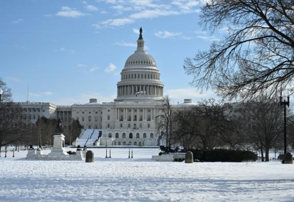 Le Capitole à Washington, le 26 janvier 2026, aux Etats-Unis après le passage d'une tempête hivernale