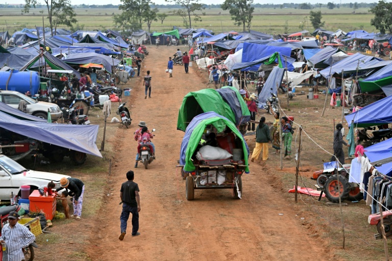 Un camp de déplacés dans la la province d'Oddar Meanchey au Cambodge, le 11 décembre 2025
