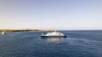 Le navire de croisière MV Hondius, près du port de Praia (Cap-Vert), le 3 mai 2026