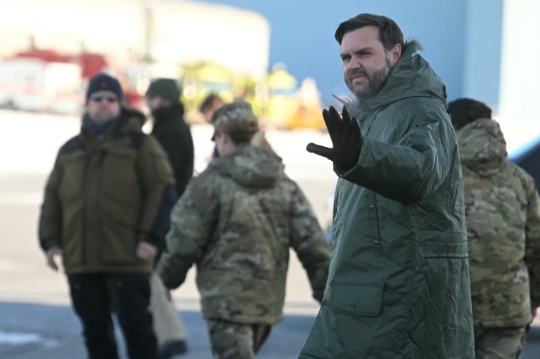 Le vice-président des Etats-Unis JD Vance sur la base militaire américaine de Pituffik au Groenland, le 28 mars 2025