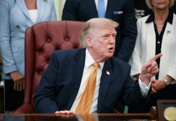 Le président américain Donald Trump dans le Bureau ovale de la Maison Blanche, à Washington, le 3 août 2026