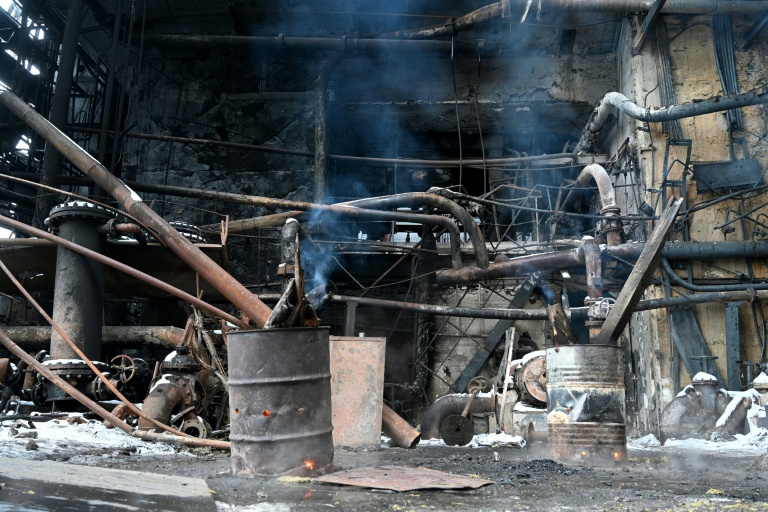 La centrale électrique du fournisseur d'énergie ukrainien DTEK, lourdement endommagée lors d'attaques aériennes russes, dans un lieu tenu secret, le 23 janvier 2026