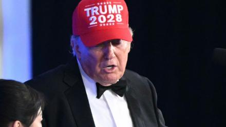 Le président américain Donald Trump pendant le gala de la presse à Washington, le 24 juillet 2026